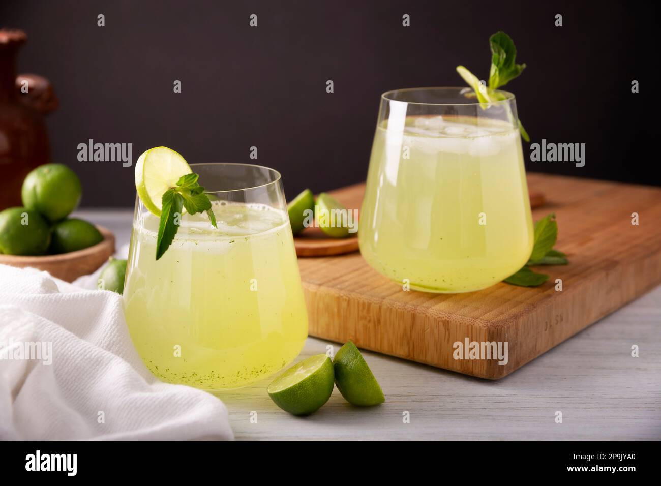 Homemade lemonade with organic lemons and mint, a popular refreshing