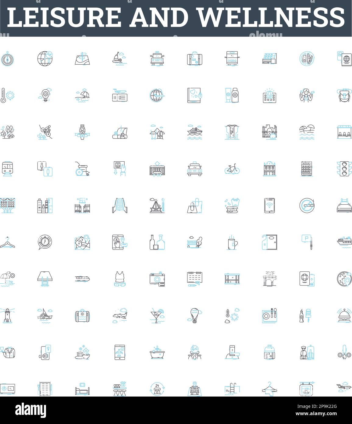 Leisure and wellness vector line icons set. Leisure, Wellness