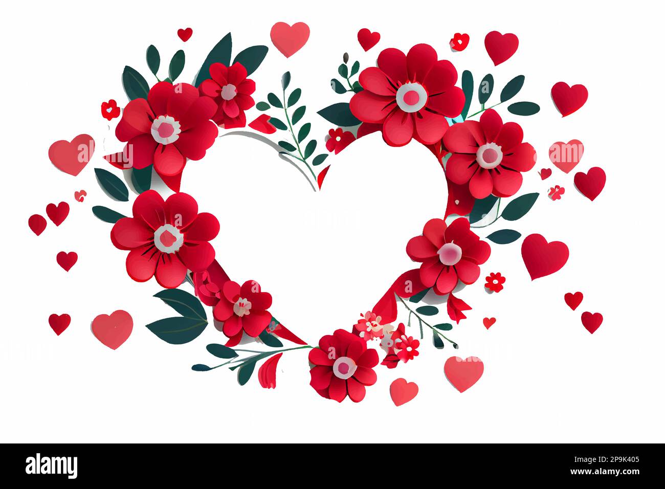 vector illustration of frame background with heart spring concept Stock ...