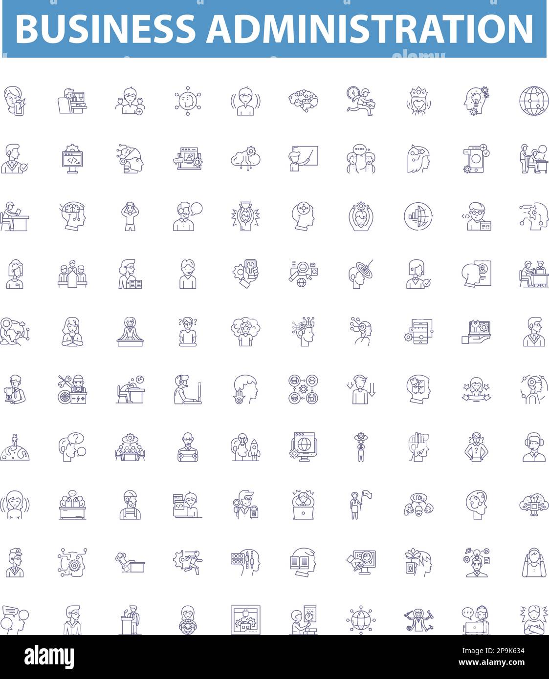 Business administration line icons, signs set. Business, Administration ...