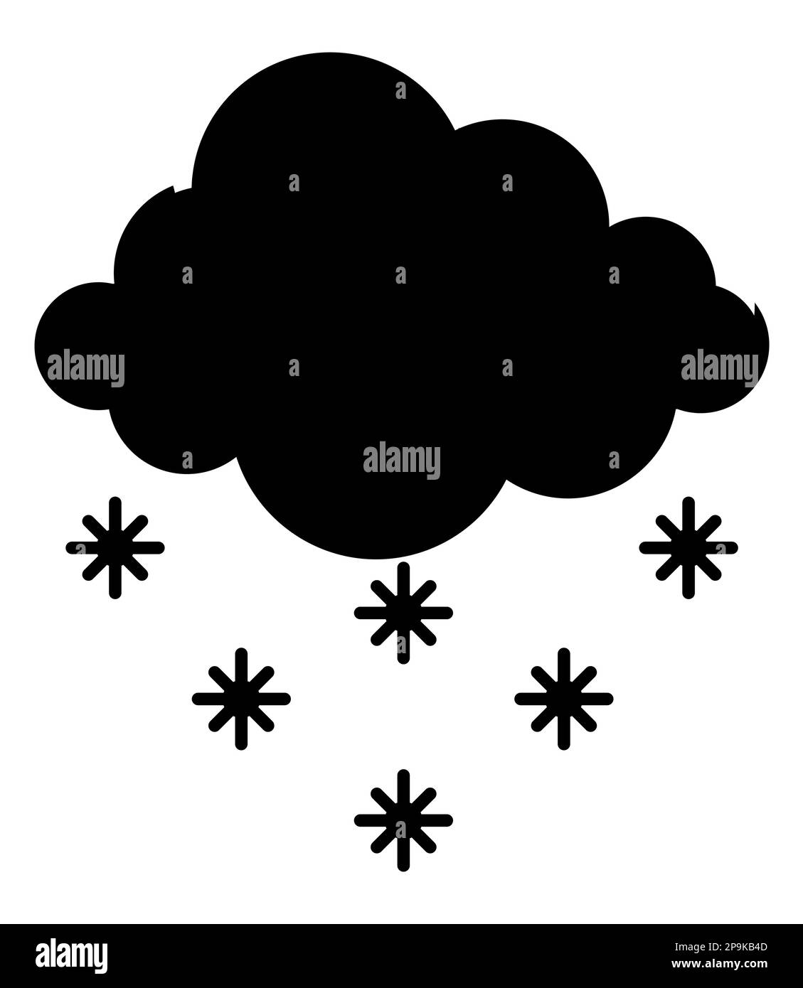 Black silhouette of a cloud with snowflakes falling from it, snow logo, weather icon - vector illustration Stock Vector