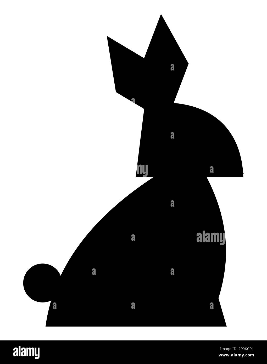 Black silhouette of a bunny isolated on white background, Rabbit animal