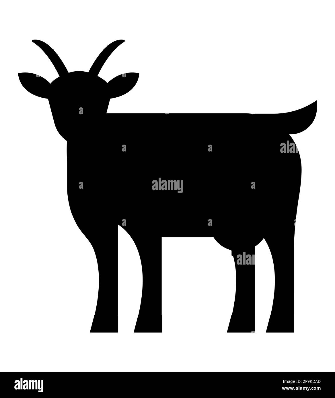 Black silhouette of a male goat. standing goat silhouette, vector illustration, icon, and logo Stock Vector