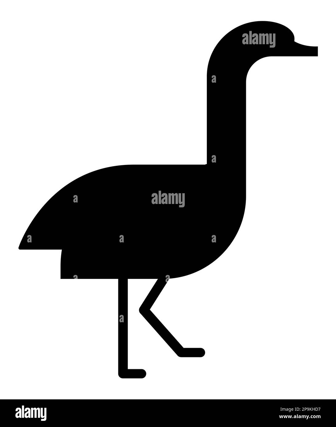 Black silhouette of goose bird on white background, vector illustration