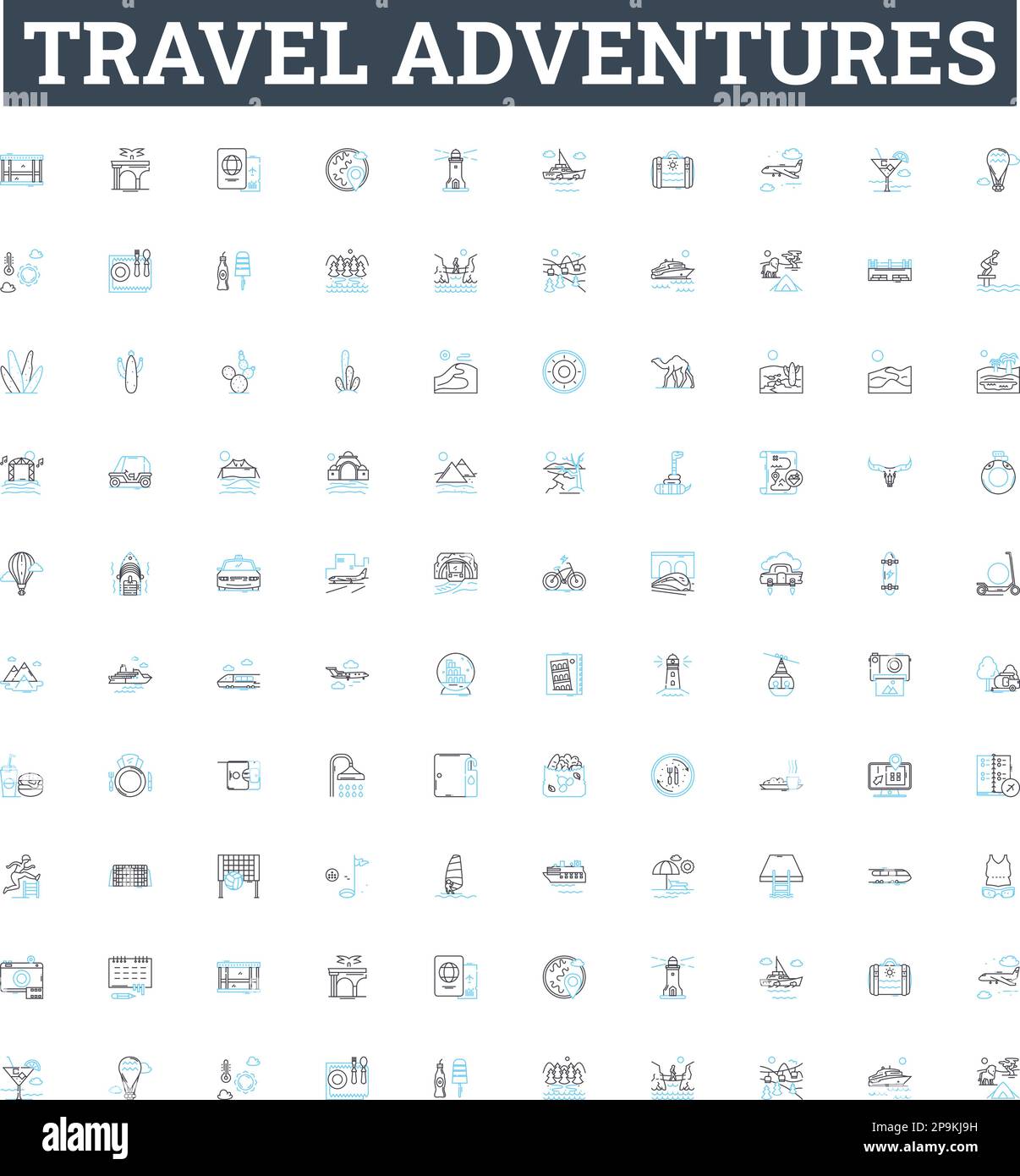Travel adventures vector line icons set. Travel, Adventures, Exploring