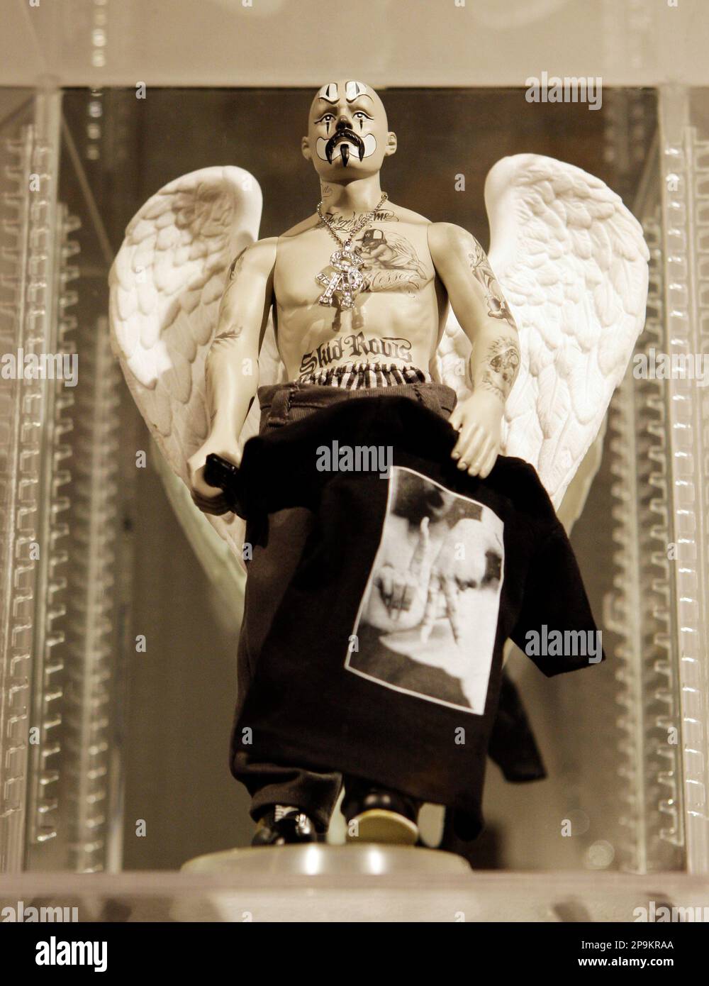 A Lost Angel doll designed by tattoo artist Mr. Cartoon is