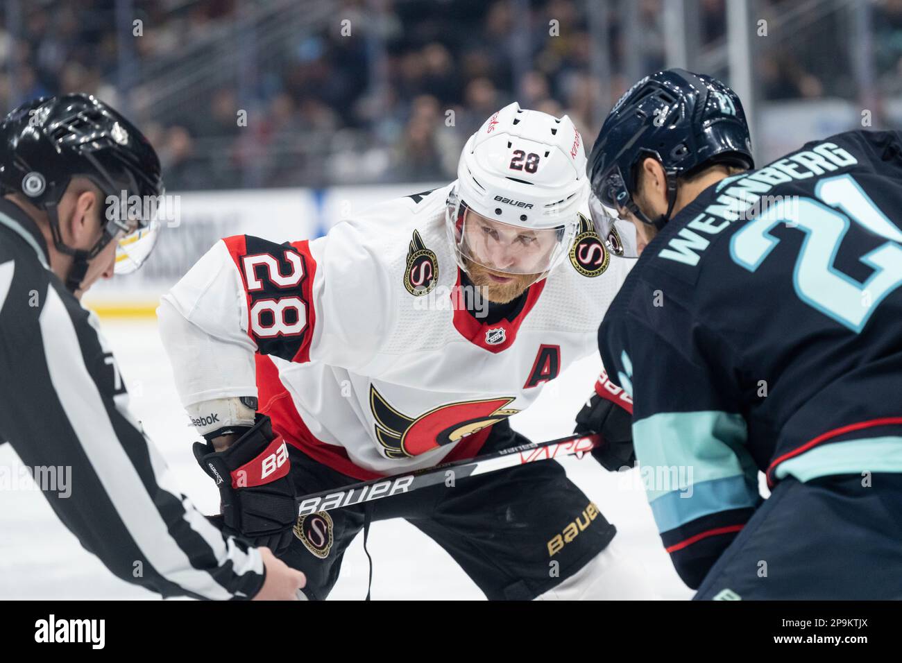 Ottawa Senators forward Claude Giroux is pictured before a faceoff