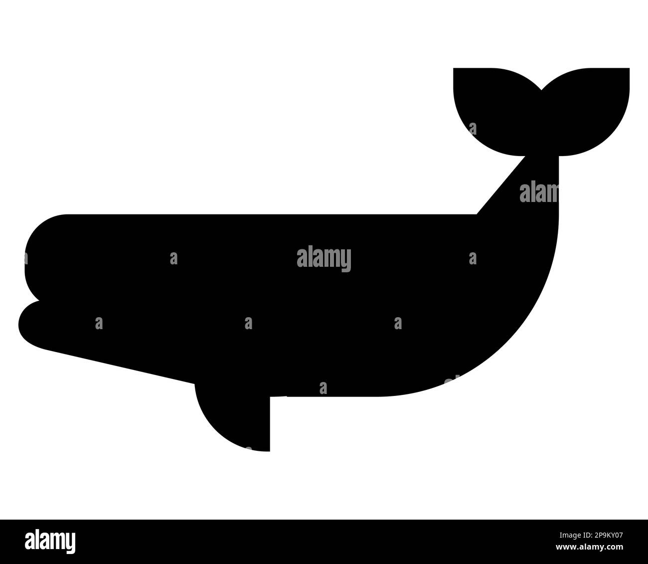 Black silhouette of a whale isolated on white background, Whale shark