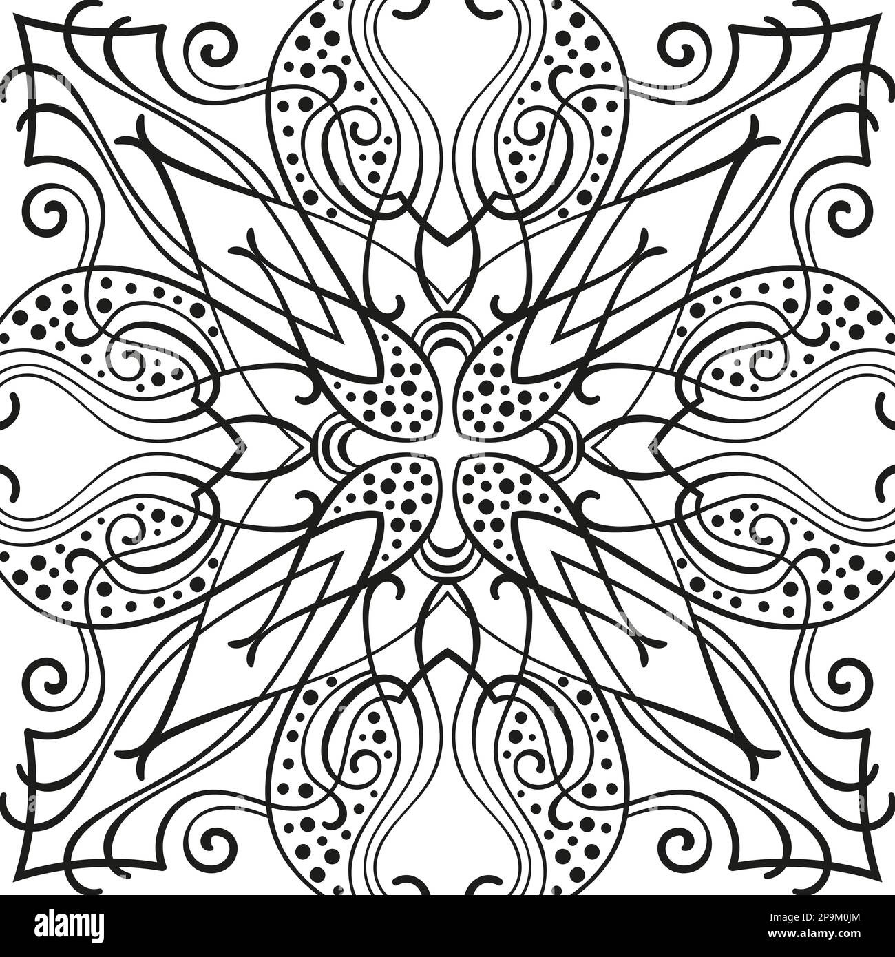 Ornamental background for coloring book, Vector illustration in black ...