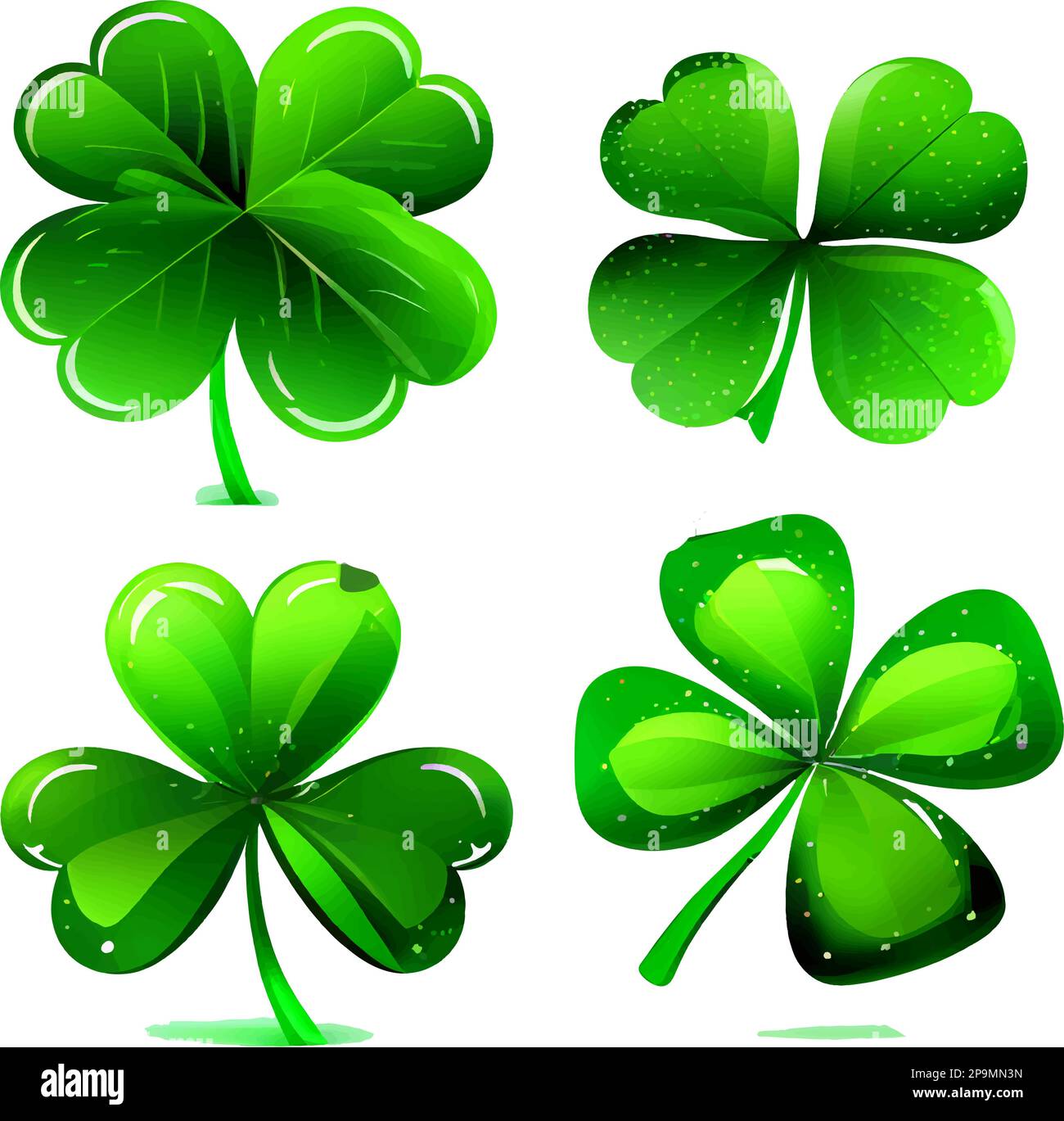 set vector illustration of green clover leaf isolate background Stock ...