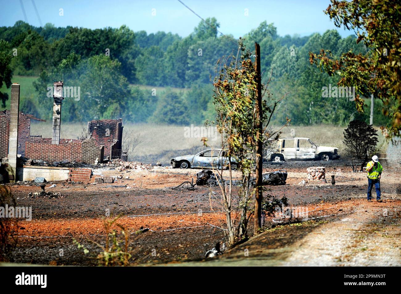 A Williams Transcontinental Gas Pipeline Corporation worker walks on