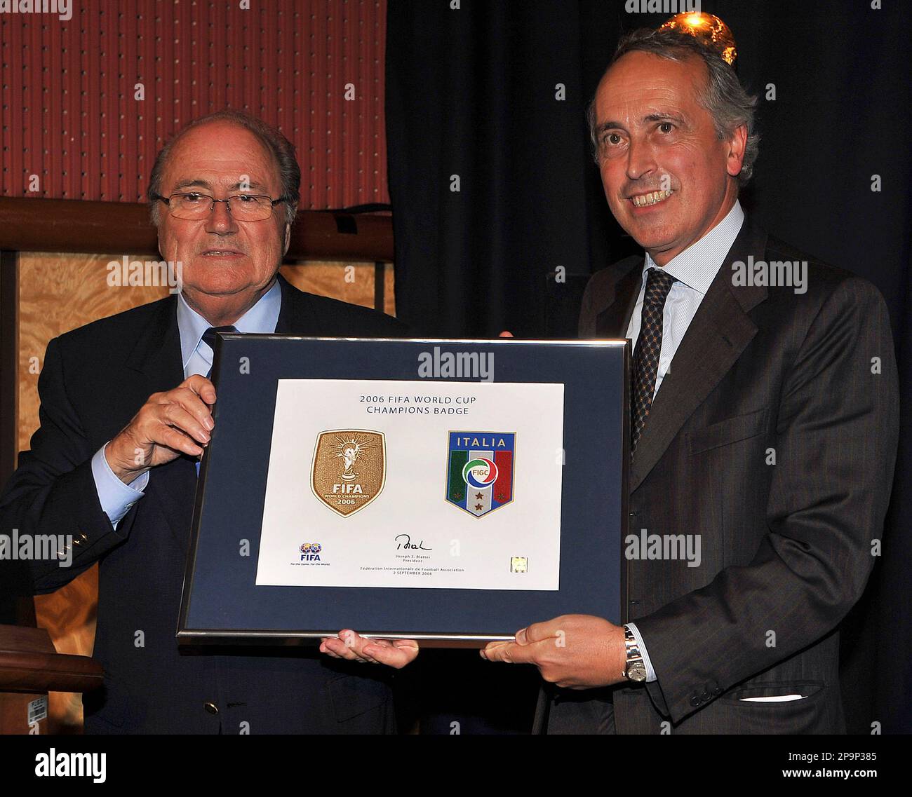 From left, Italian Soccer Federation president Giancarlo Abete