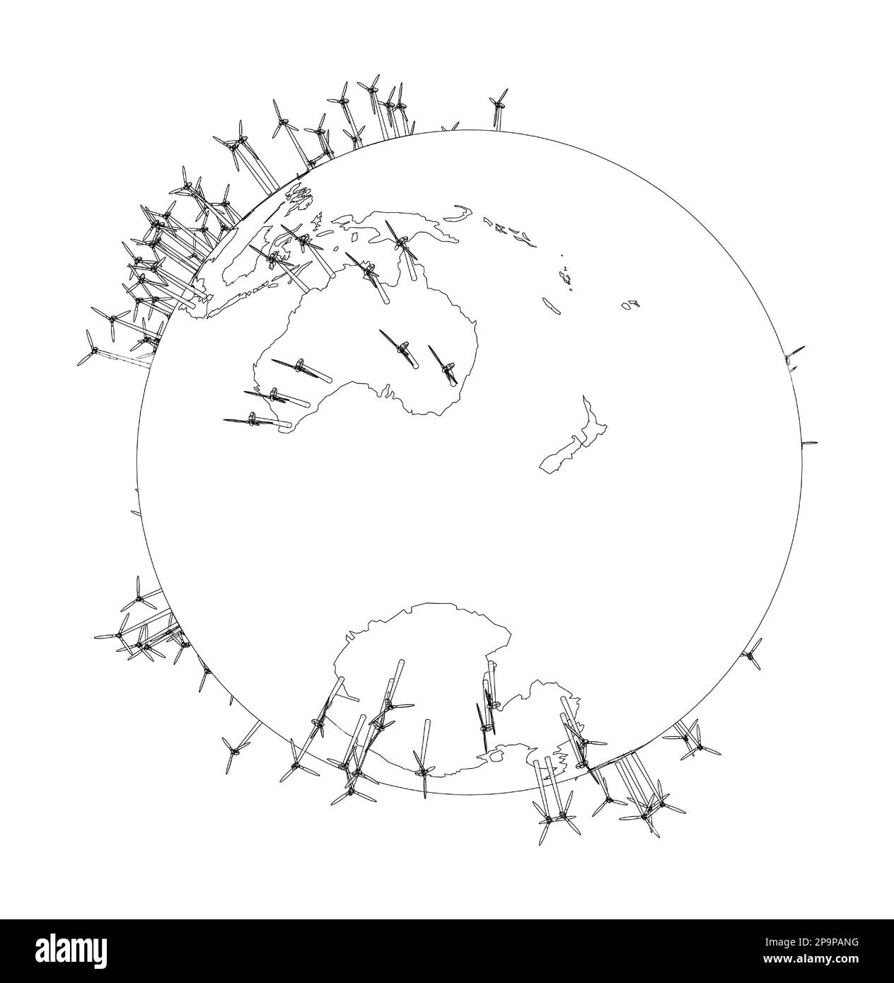 Electric wind turbines on Earth Stock Photo Alamy