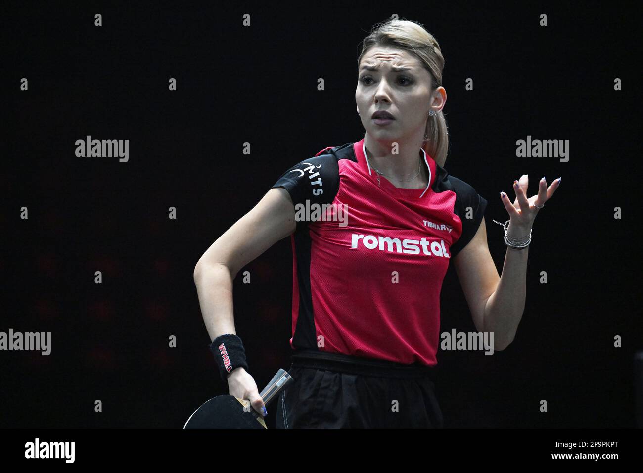 Singapore. 11th Mar, 2023. Bernadette Szocs of Romania reacts during