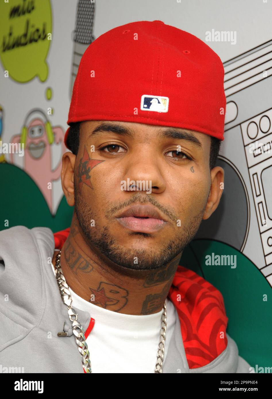 Rapper The Game poses backstage at MTV's 
