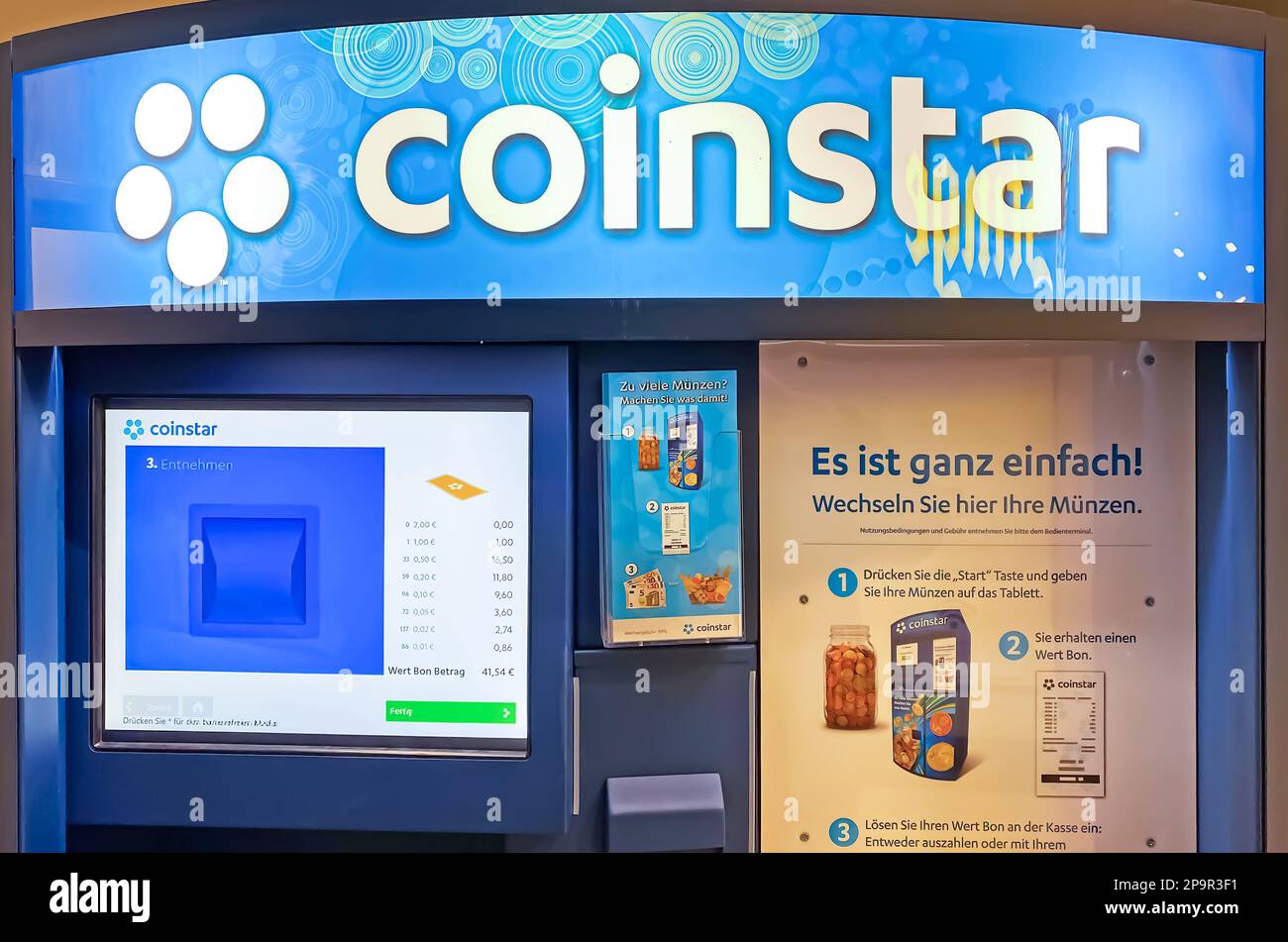 Viersen, Germany March 1. 2023 Coinstar coin cashing machine for