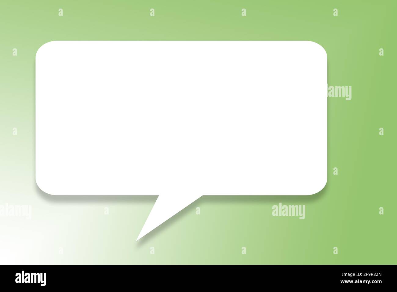 White speech bubble against green background, 2D illustration Stock ...