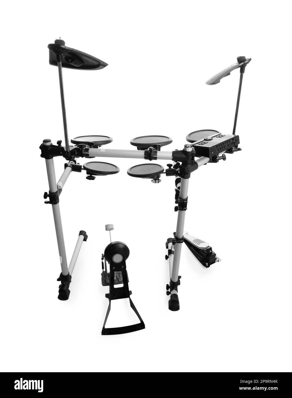 Modern electronic drum kit on white background. Music instrument Stock Photo Alamy