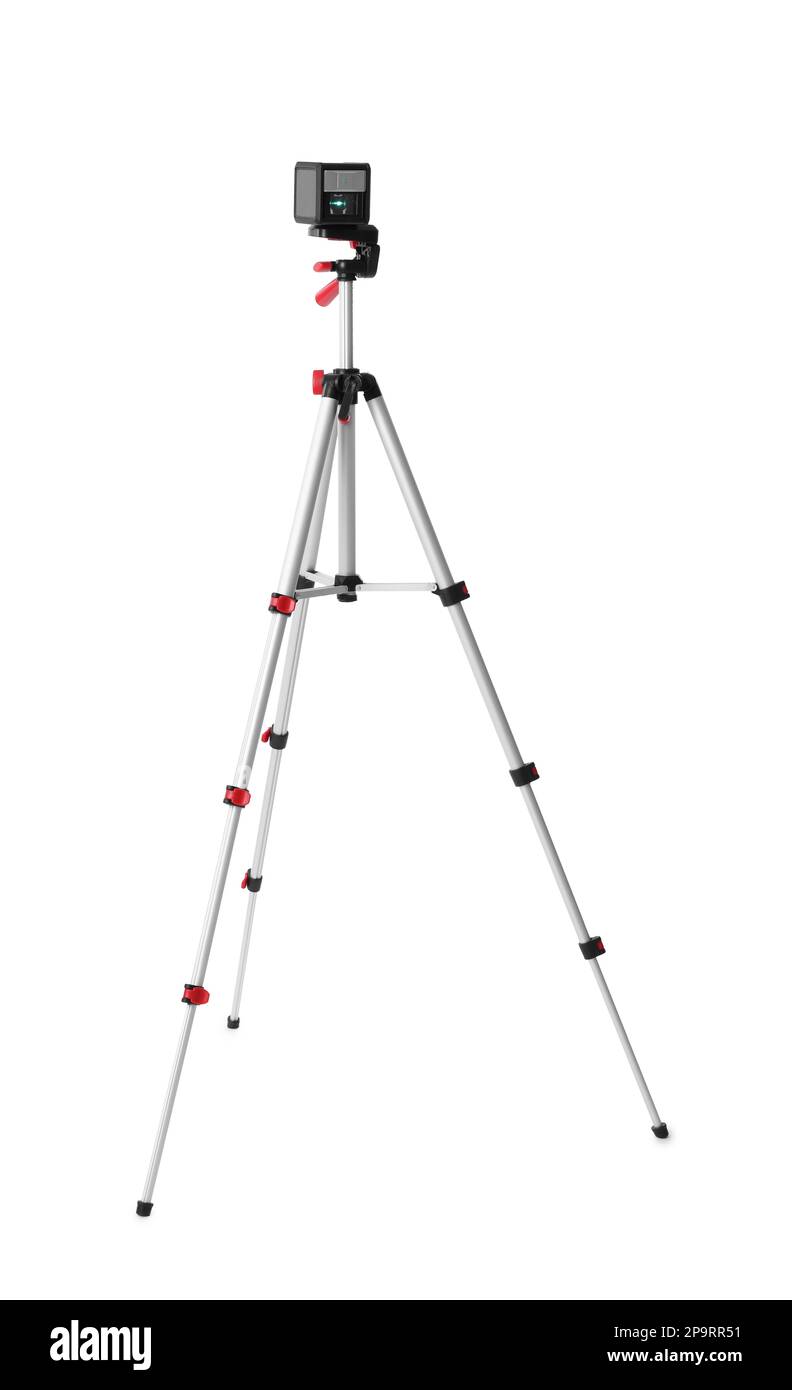 Laser level with tripod isolated on white Stock Photo Alamy