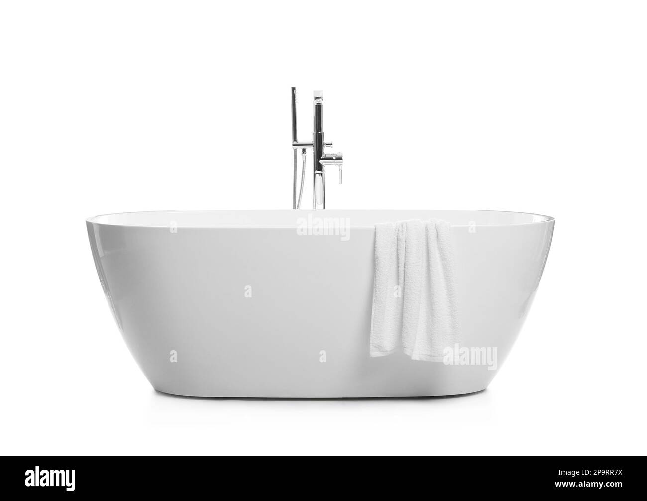 Modern clean ceramic bathtub isolated on white Stock Photo Alamy