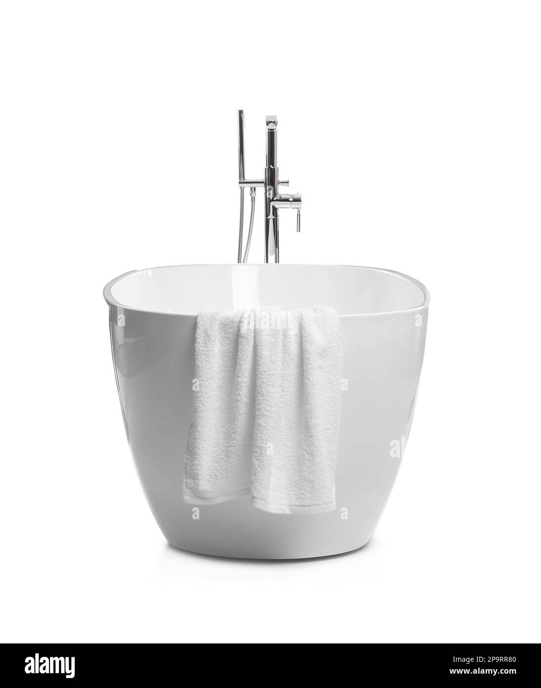 Modern clean ceramic bathtub isolated on white Stock Photo Alamy