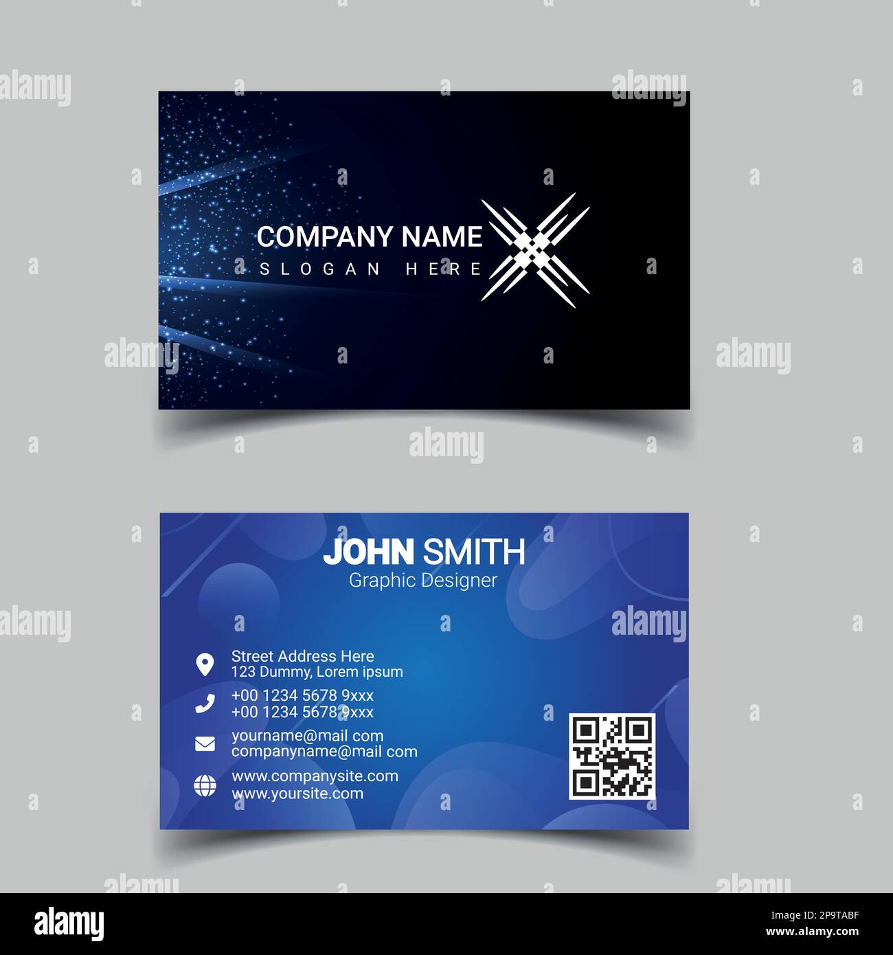 Professional business card design template for company or business. Two ...