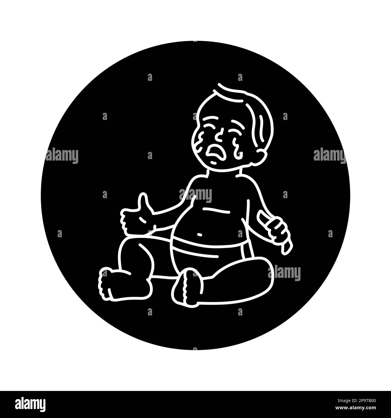 The baby is crying black line icon. Toddler development. Early childhood Stock Vector
