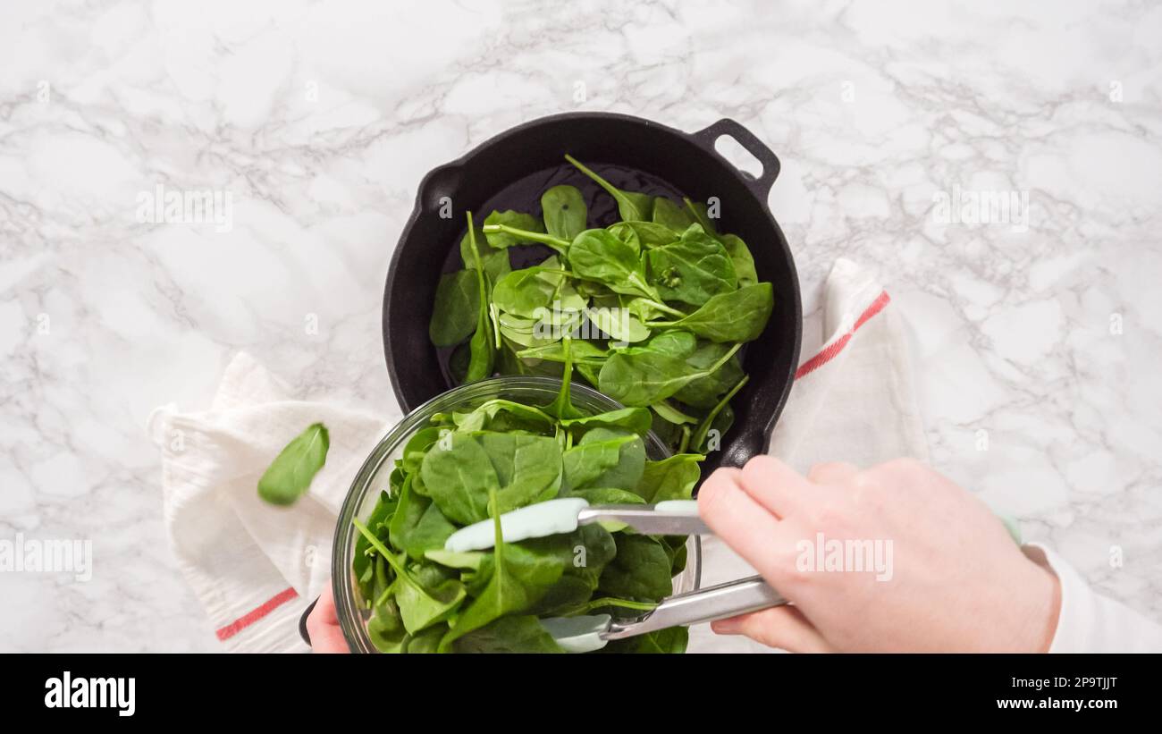 Spinach and ham frittata Stock Photo - Alamy