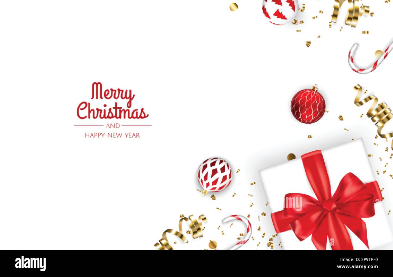 Christmas banner. Xmas background design with realistic gift box