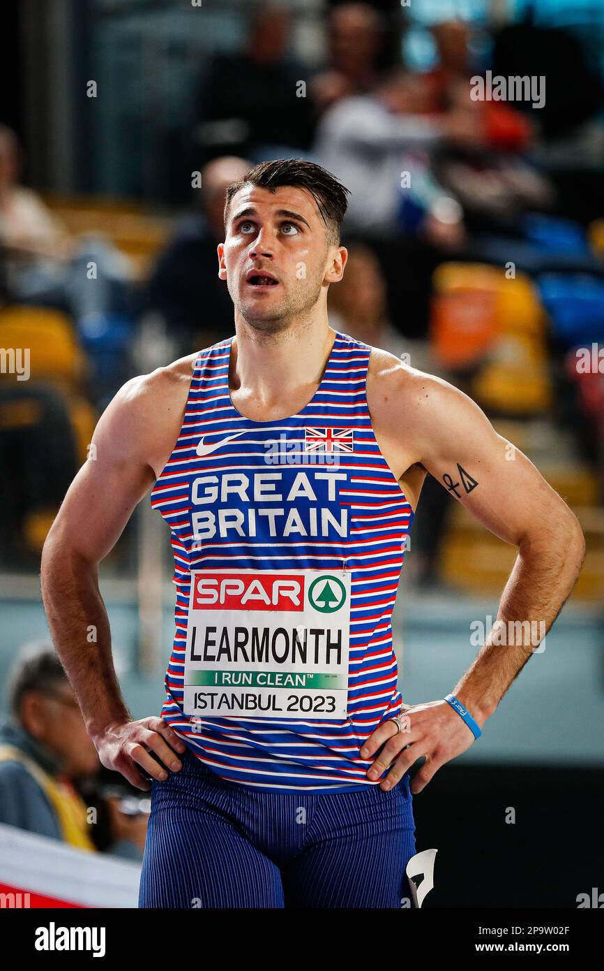 Istanbul, Turkey, 4 March 2023. Guy Learmonth of Great Britain reacts in 800m Men Semi-Final race during the European Athletics Championships 2023 - Day 2 at Atakoy Arena in Istanbul, Turkey. March 4, 2023. Credit: Nikola Krstic/Alamy Stock Photo