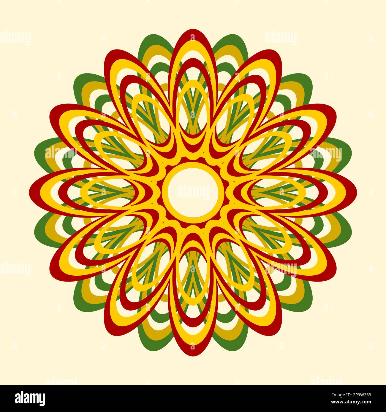 Mandala pattern in red, yellow and green colours Stock Photo - Alamy