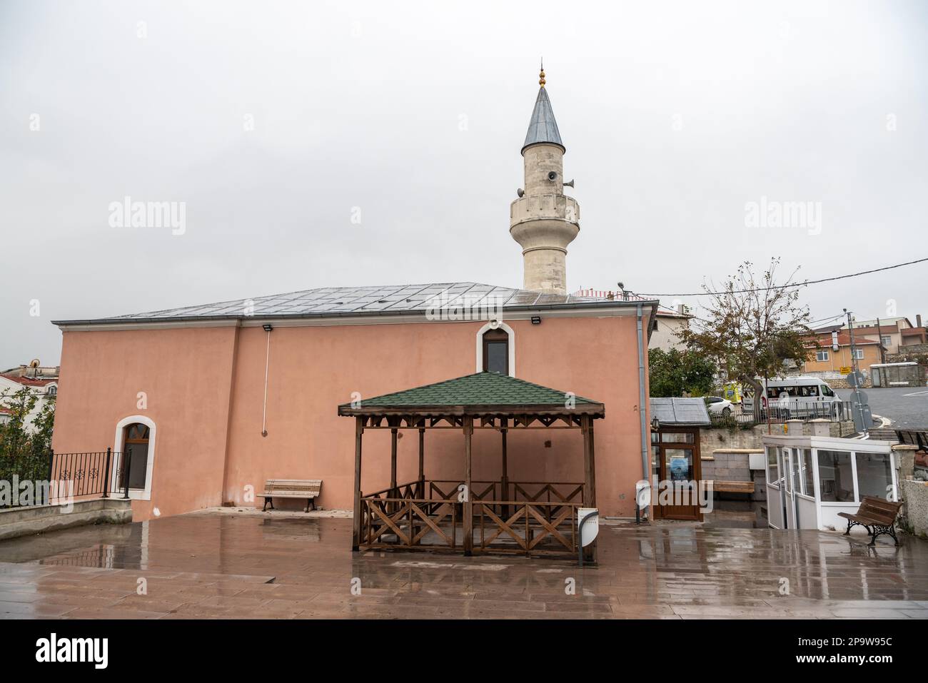 Karaburun, Istanbul, Turkey – November 20, 2022. Karaburun village mosque (Karaburun Merkez camii) in Karaburun neighborhood of Istanbul province in T Stock Photo