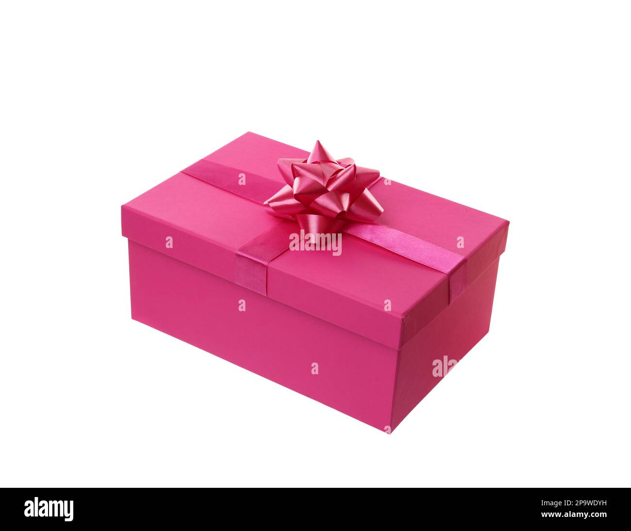 Pink gift box with bow isolated on white Stock Photo - Alamy