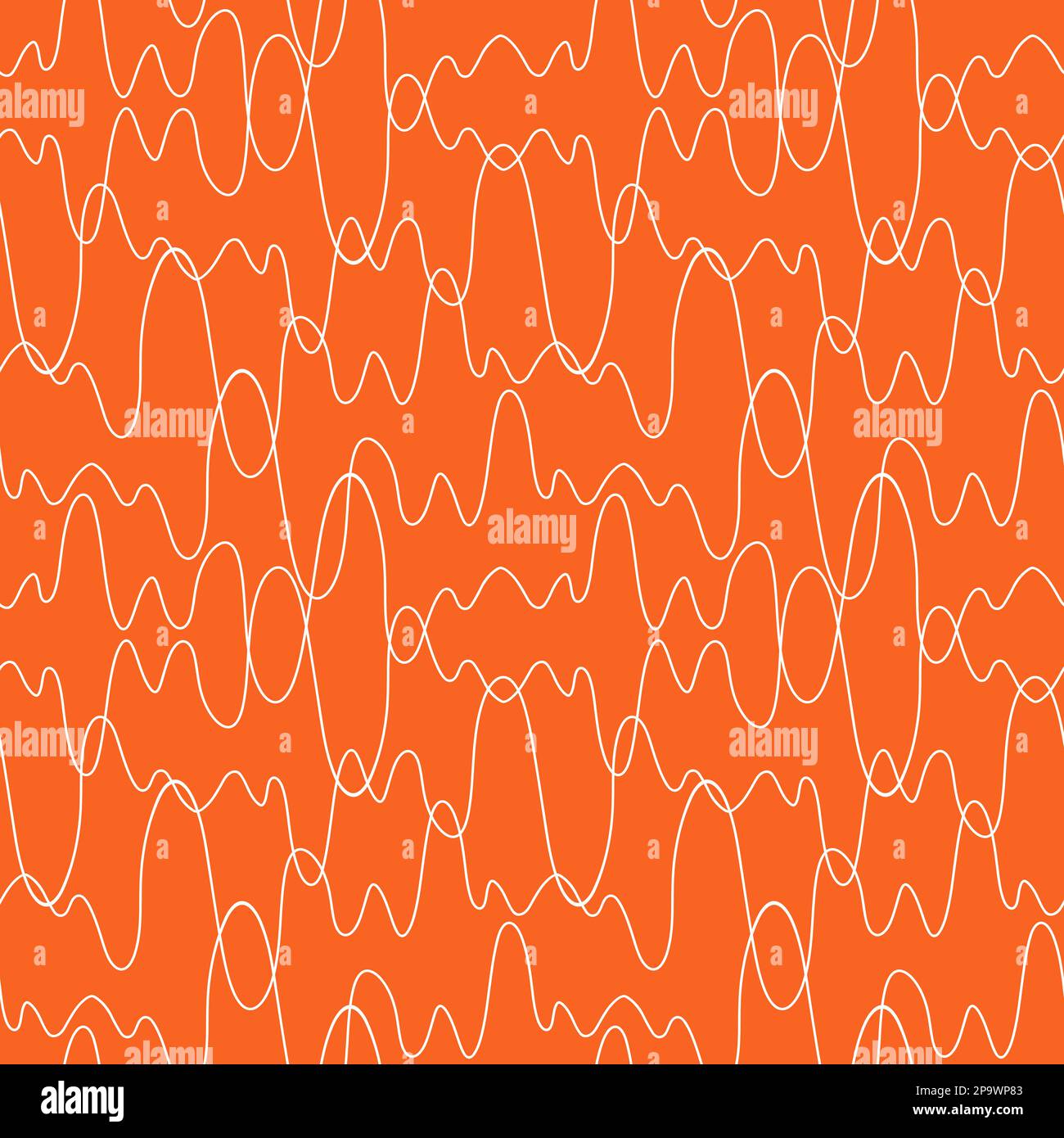 Tiny white wavy lines on orange background. Outline seamless pattern ...