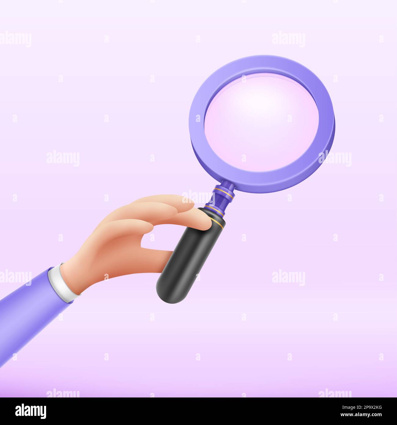 3d magnifying lens minimal style hand hold Vector Image