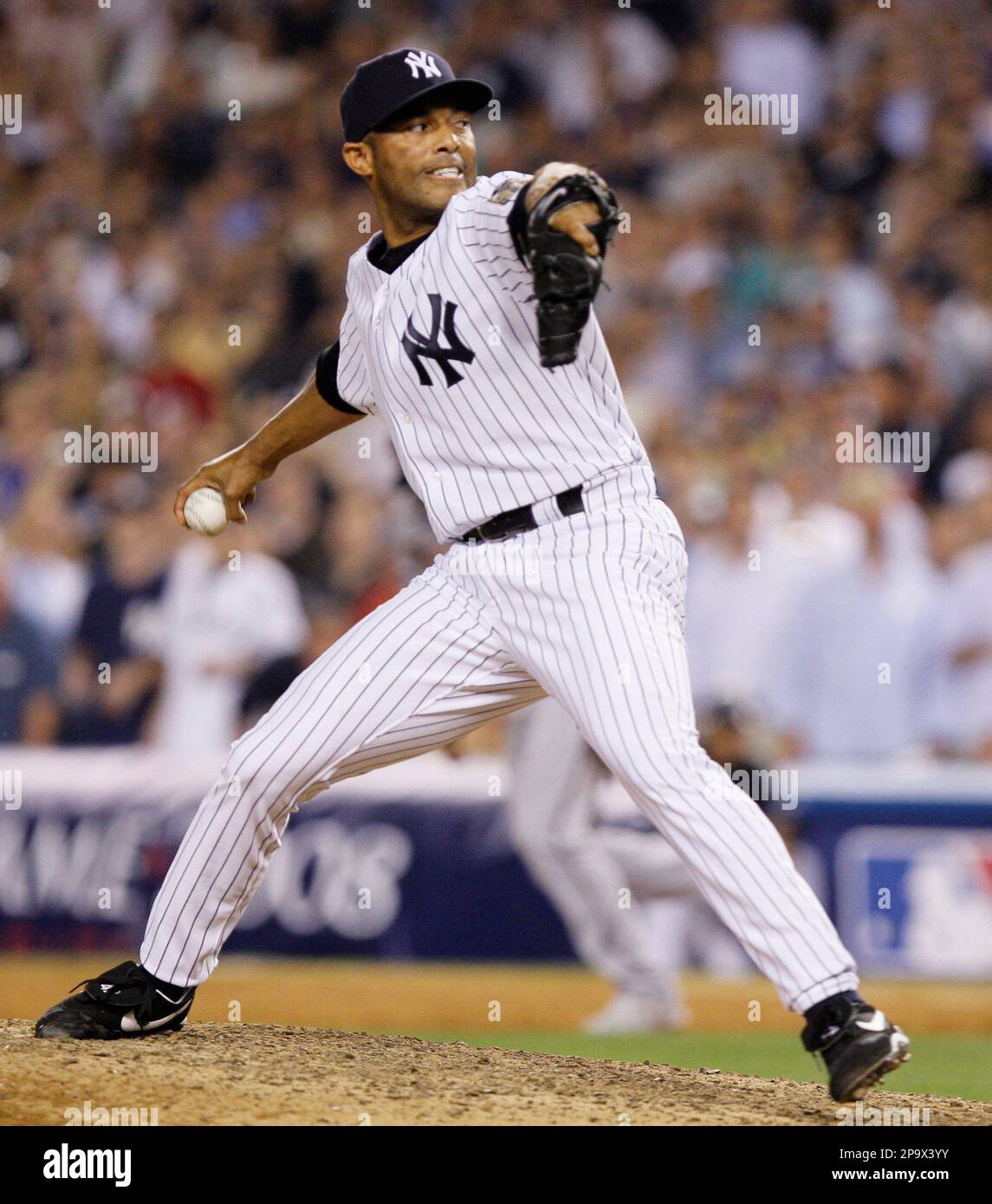 New York Yankees' Mariano Rivera, of the American League team, pitches