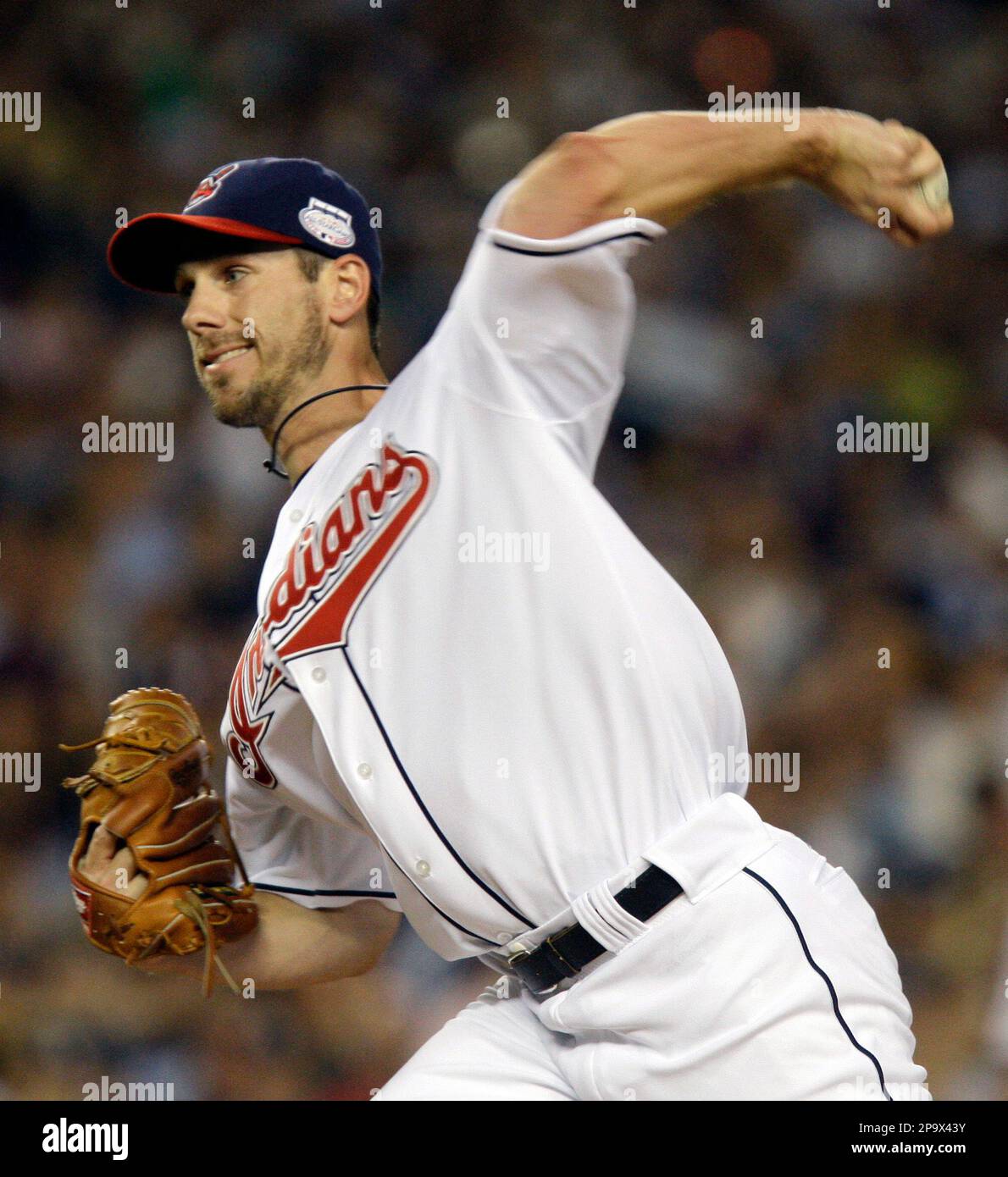 Cleveland Indians' Cliff Lee, of the American League team, pitches