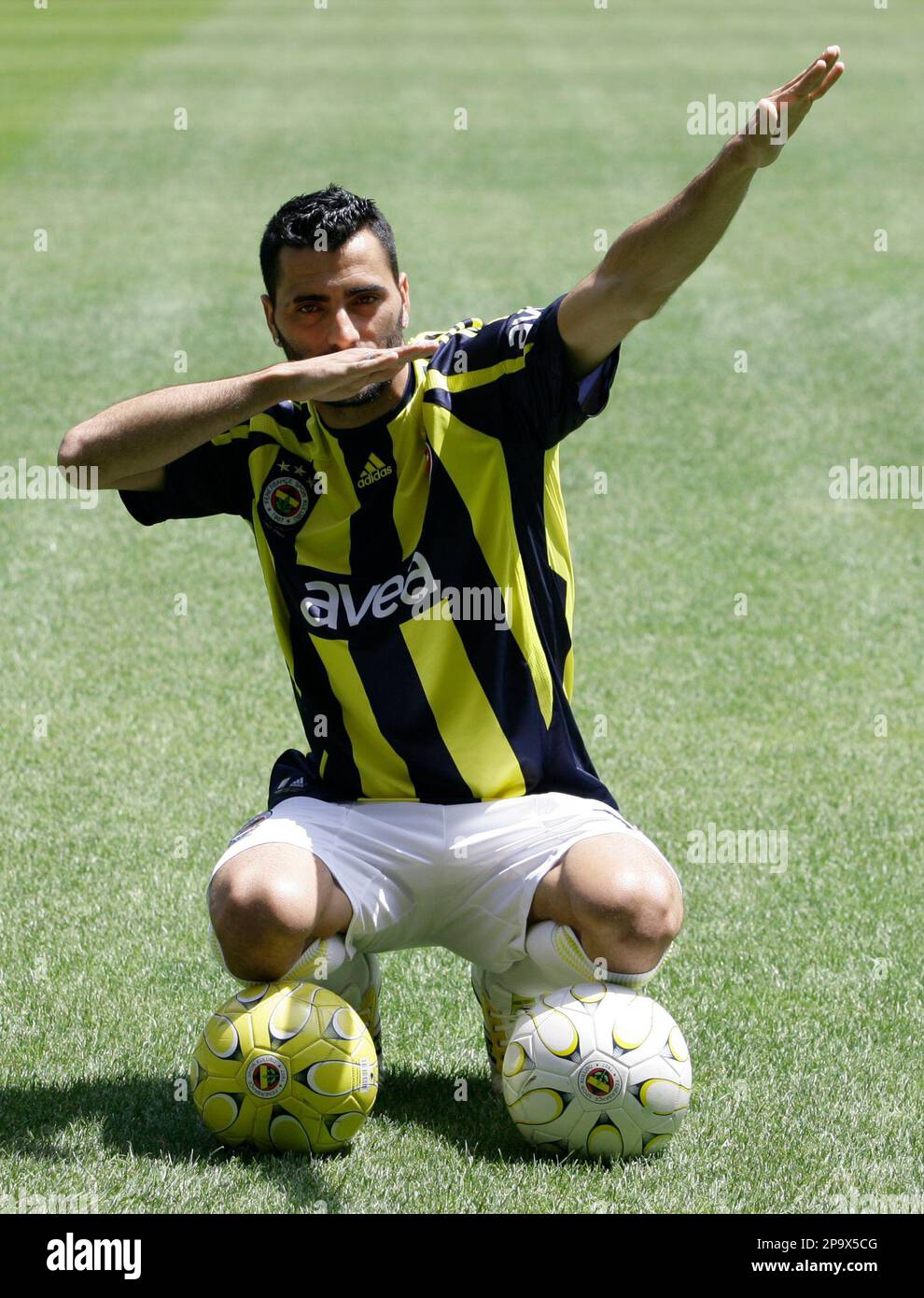 Soccer Star Daniel Guiza Of Spain Poses For Cameras After He Signed A Soccer Star Daniel Guiza Of Spain Poses For Cameras After He Signed A