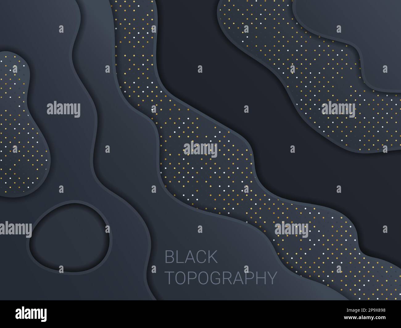 3D topography background. Abstract texture. Modern black paper cut