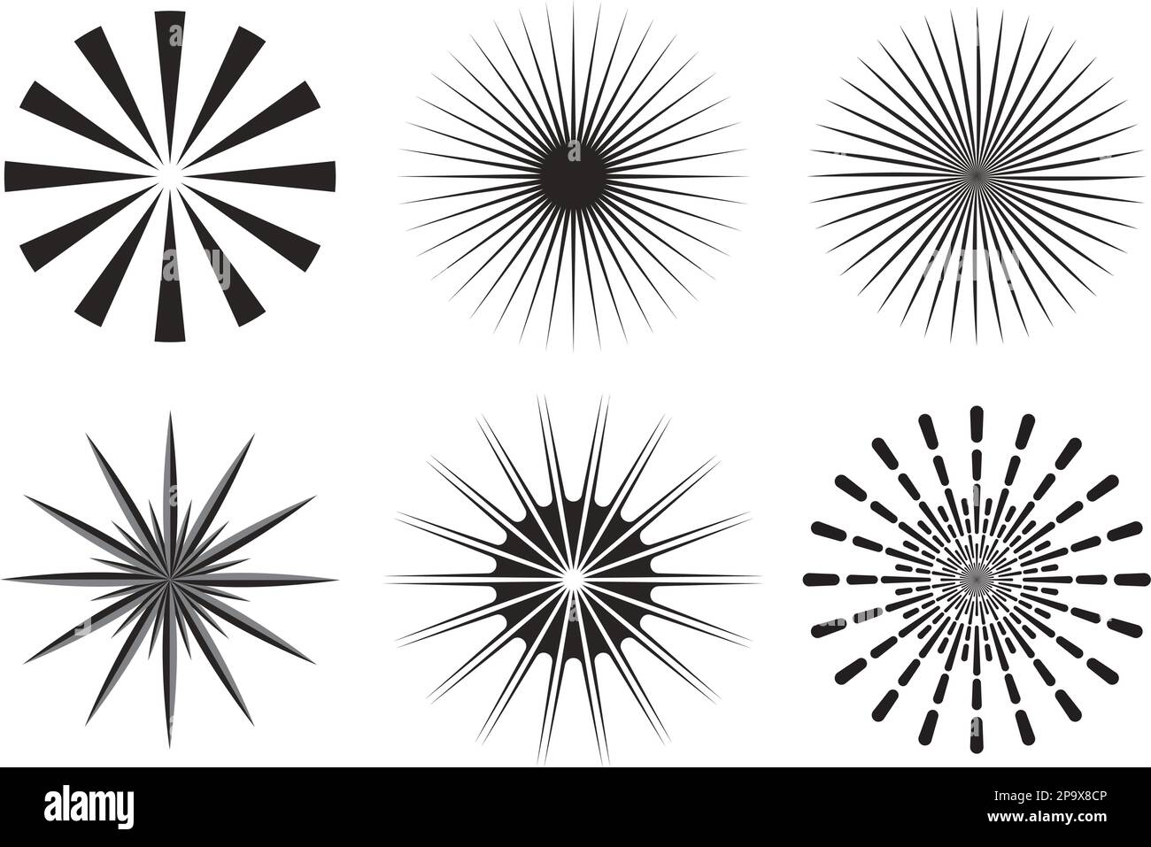 Starburst, sun burst radial, radiating lines. Burst beams, rays vector icon Stock Vector