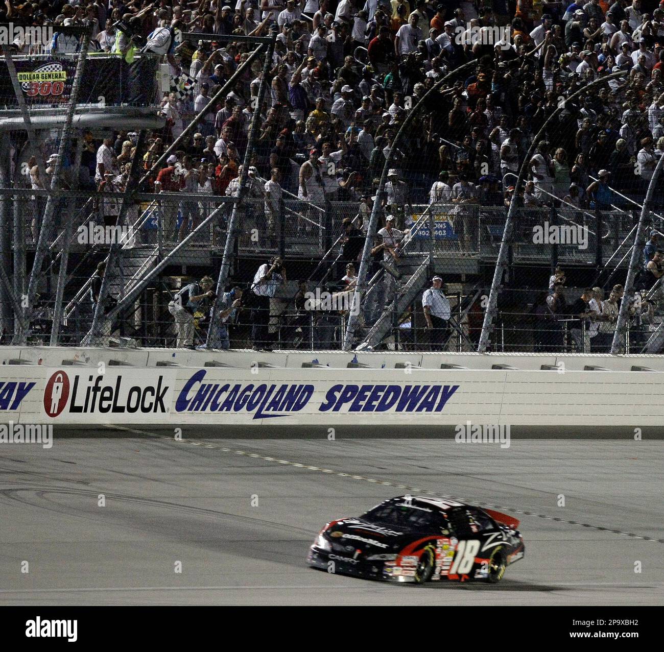 NASCAR Nationwide driver Kyle Busch crossed the finish line to win the