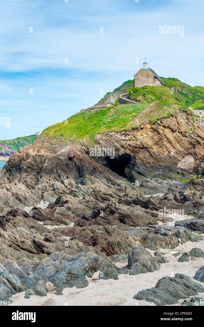 Cheyne Beach and Chapel of St. Nicholas, Ilfracombe, Devon, England, United Kingdom, Europe Stock Photo