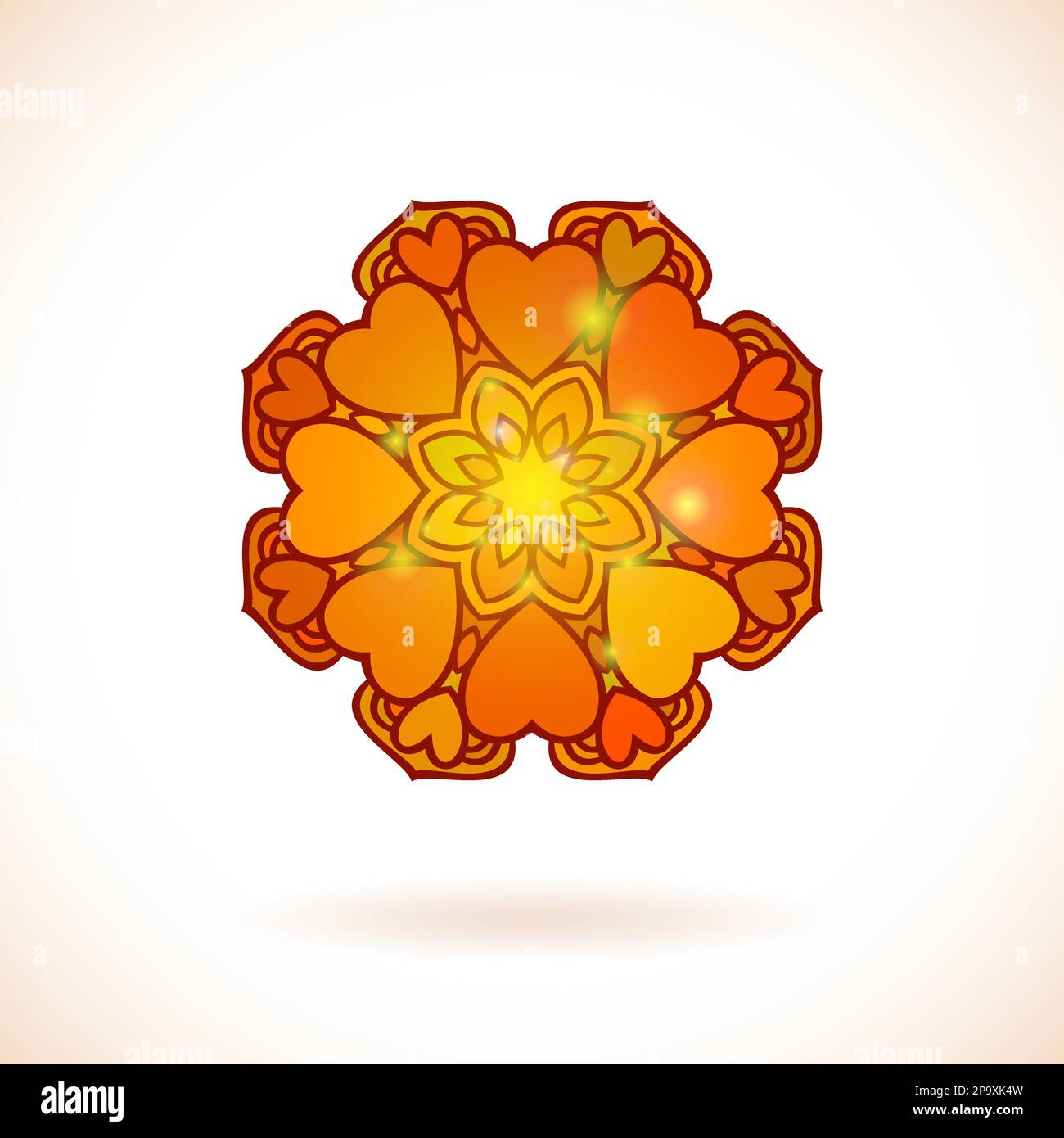 Heart flower ornament, Isolated design element, Vector illustration Stock Vector