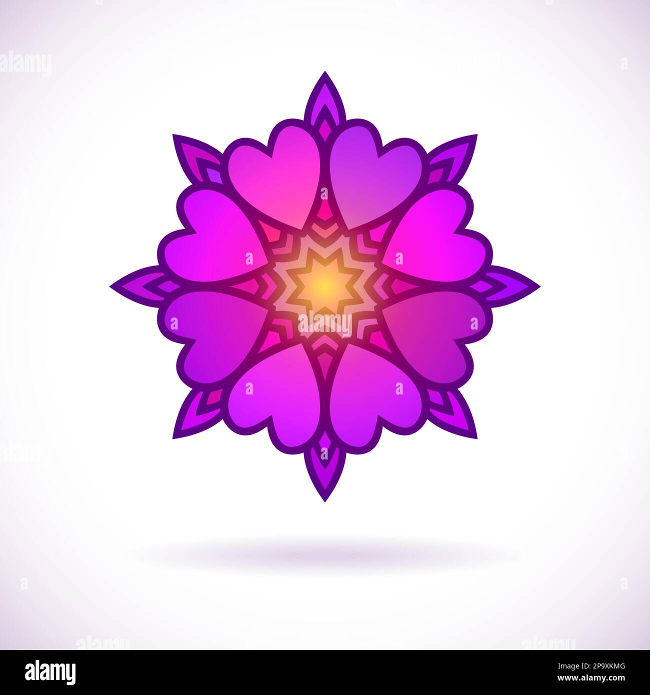 Heart flower ornament, Isolated design element, Vector illustration Stock Vector