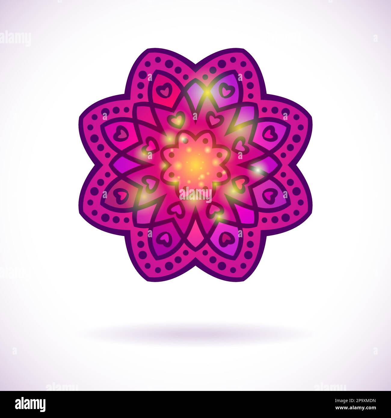 Heart flower ornament, Isolated design element, Vector illustration Stock Vector