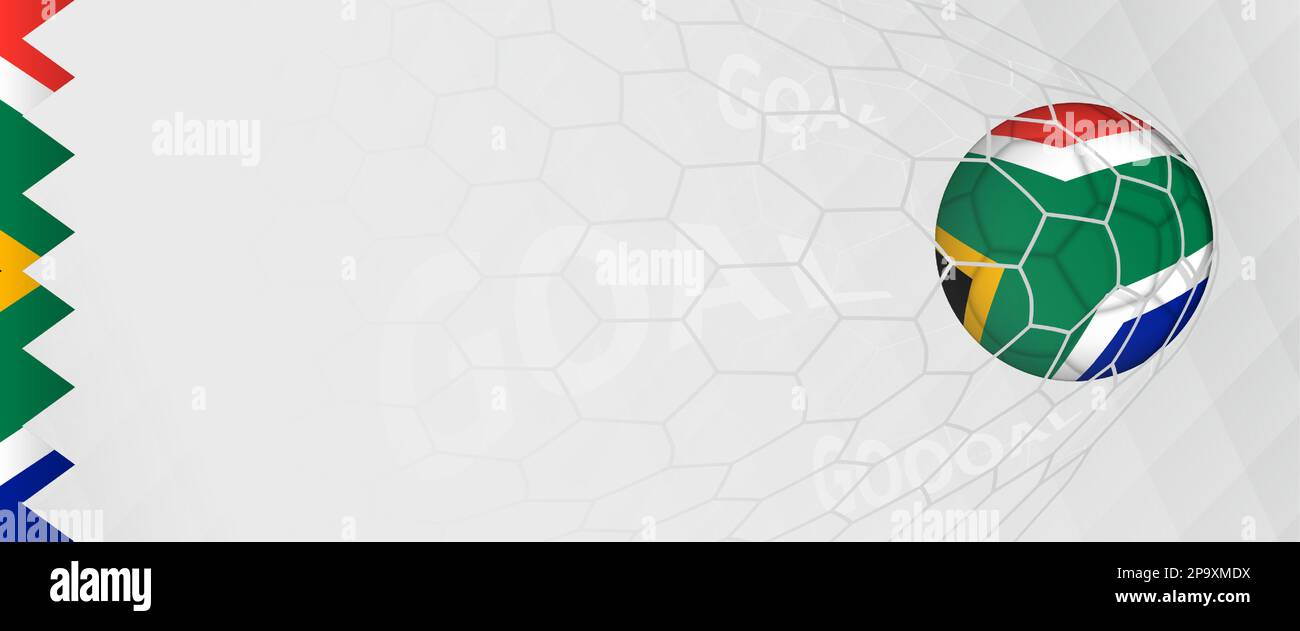 Banner design of a football ball with flag of South Africa in football