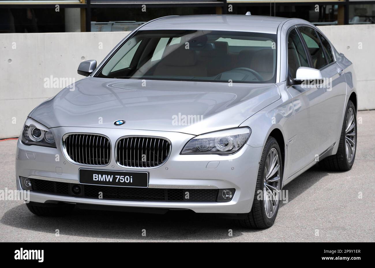 A BMW 750i car is seen during the media presentation of the new BMW 7 ...