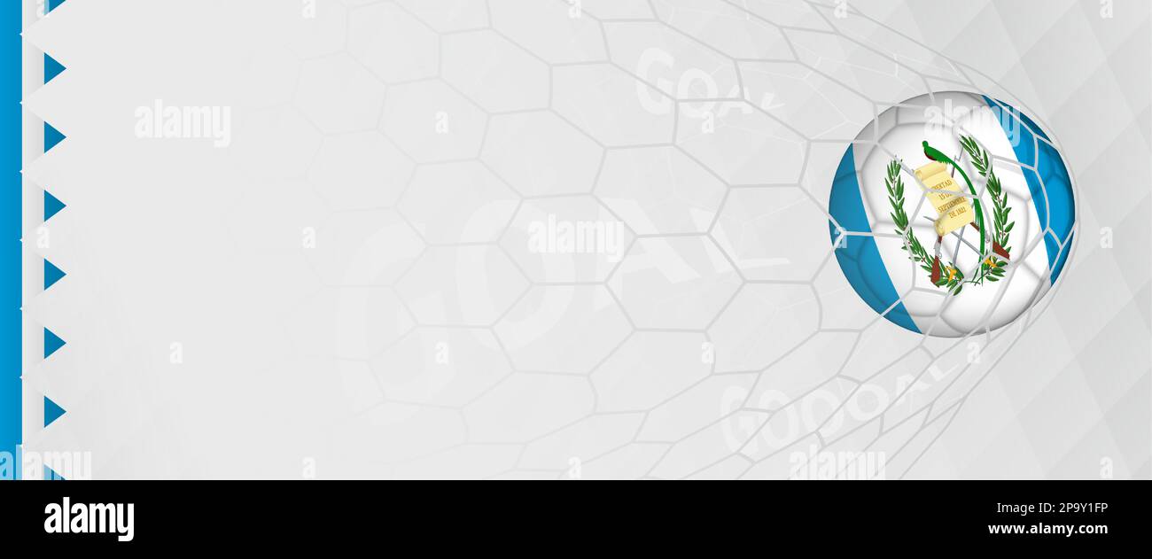 Banner design of a football ball with flag of Guatemala in football net