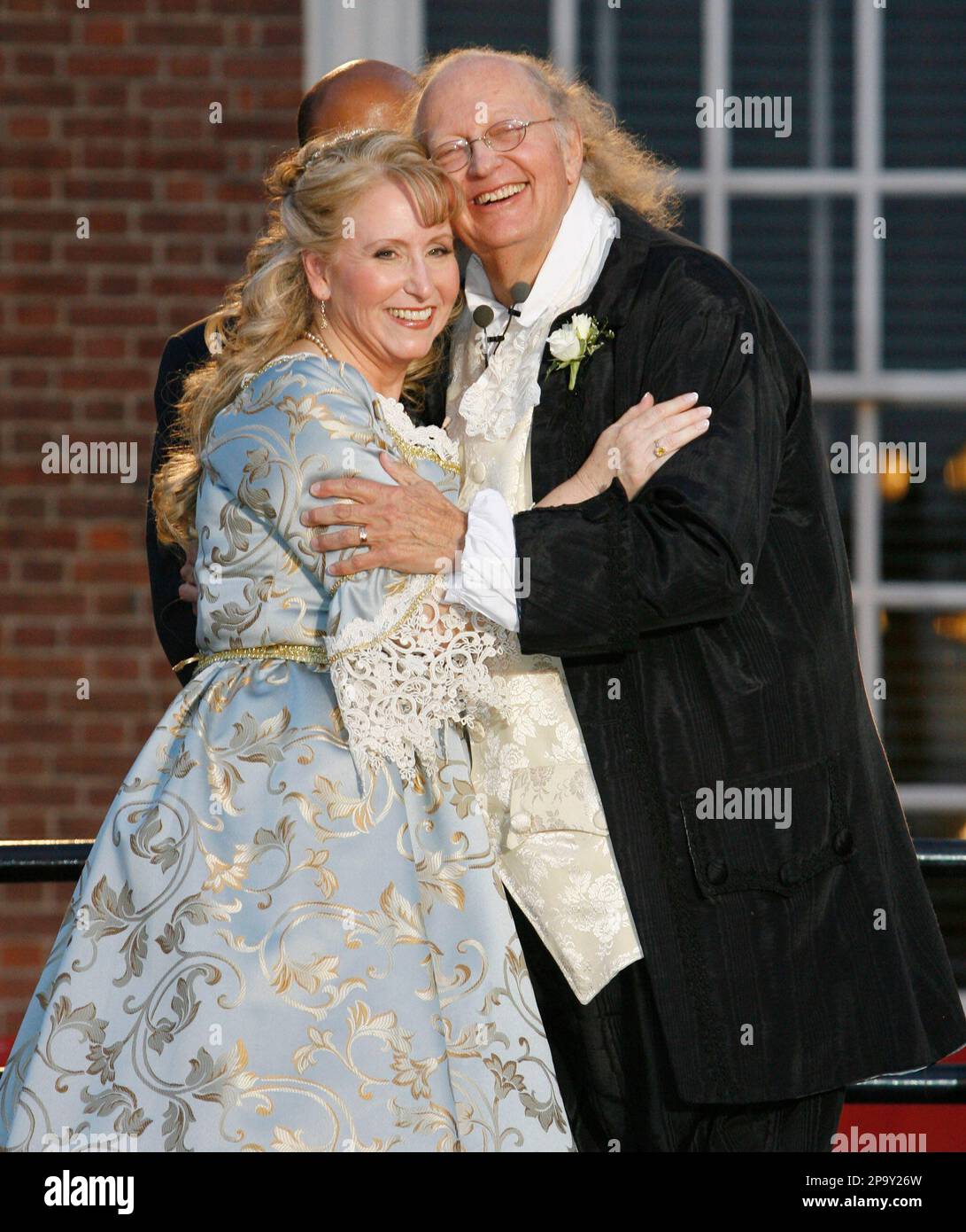 Historic reenactors Linda Wilde, as Betsy Ross, and Ralph Archbold, as