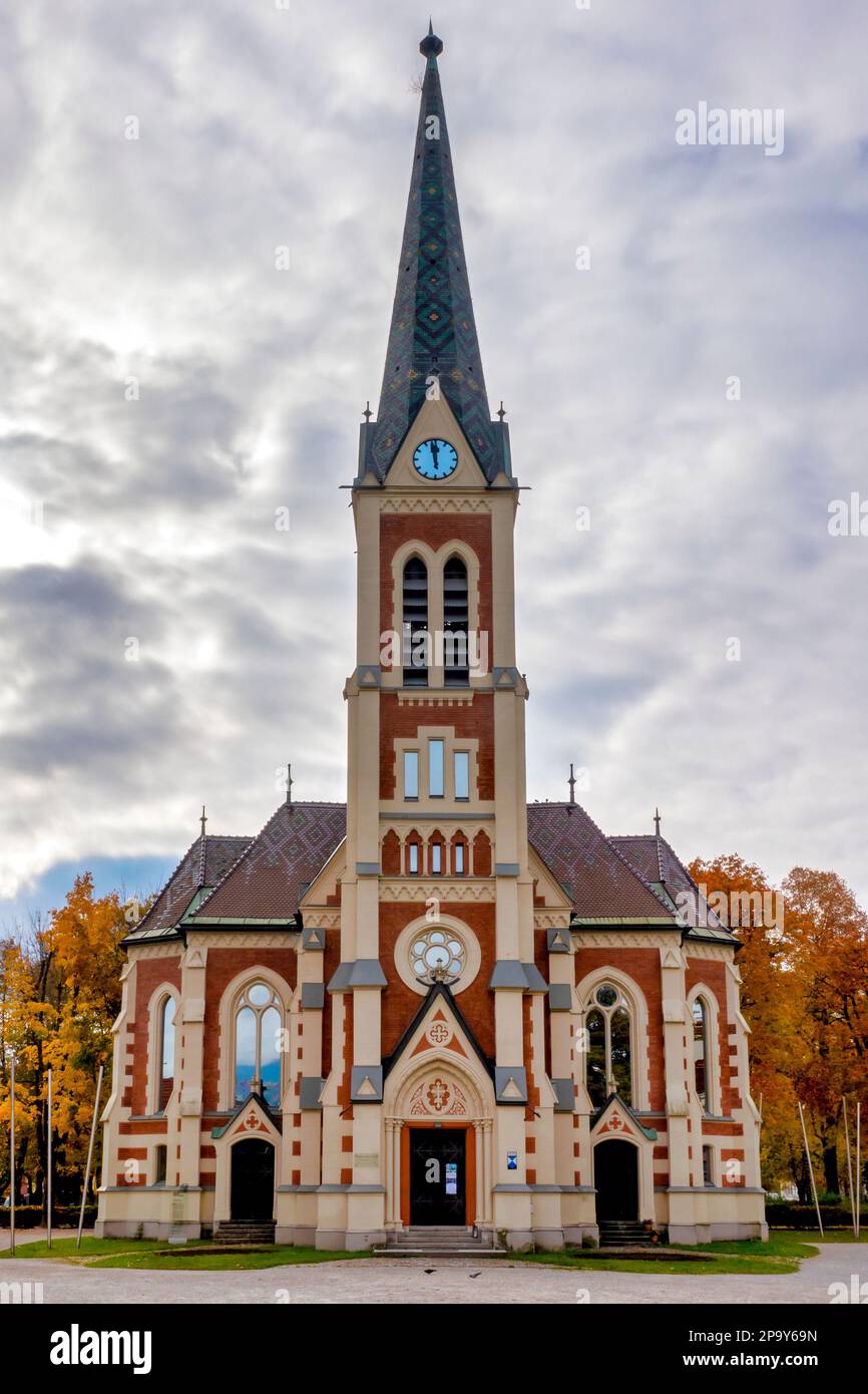 View of the Evangelical Church AB, Villach, Austria Stock Photo